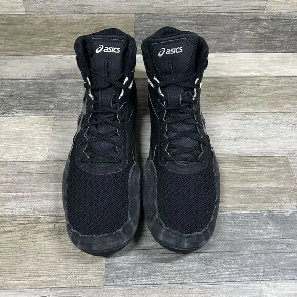 ASICS Markle’s 6 Shoes Men’s 13 Black White Silver Wrestling High Top