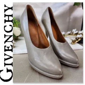 Authentic Givenchy Oyster Grey Leather Heels