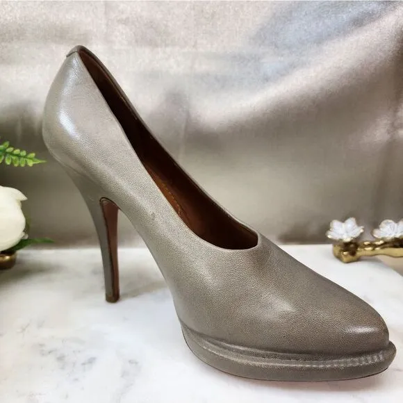 Authentic Givenchy Oyster Grey Leather Heels
