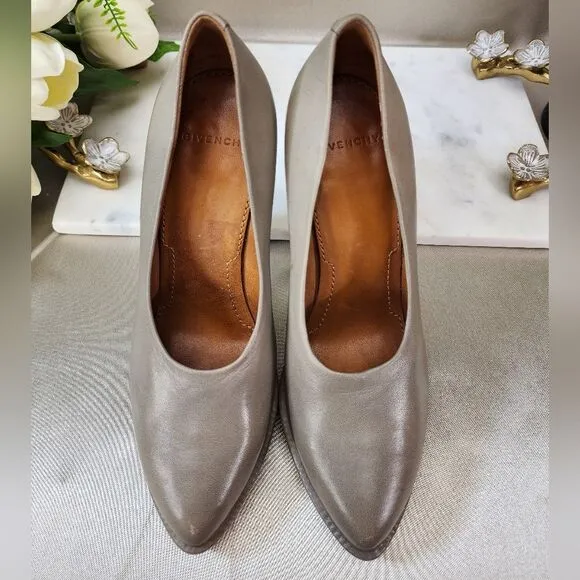 Authentic Givenchy Oyster Grey Leather Heels