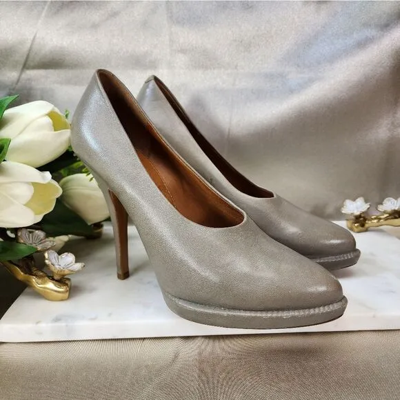 Authentic Givenchy Oyster Grey Leather Heels