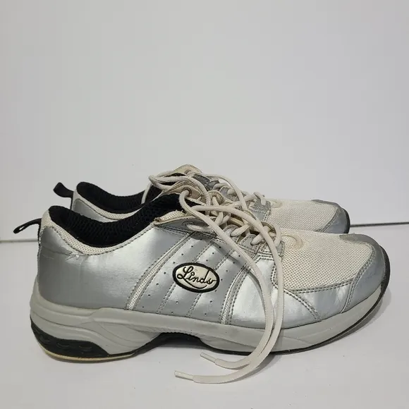B22 Linds Classic Bowling Shoes Mens Size 12 D Silver Leather Lace Up Vintage