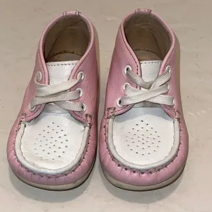 BABY JACKS LEATHER HI SHOE 17028 size 2 Vintage baby shoes in pink and cream.