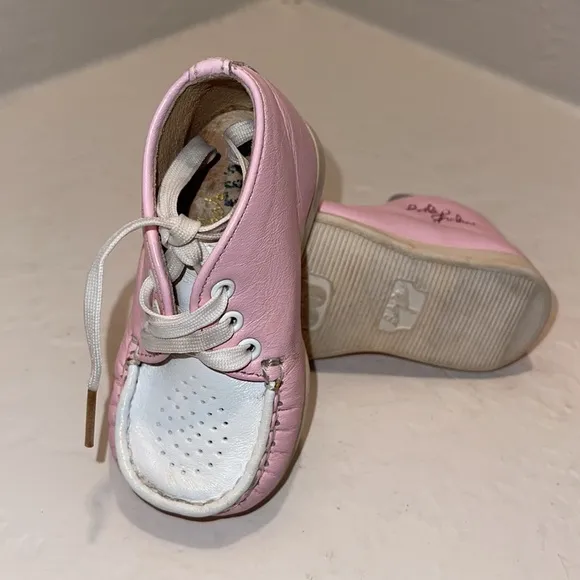 BABY JACKS LEATHER HI SHOE 17028 size 2 Vintage baby shoes in pink and cream.