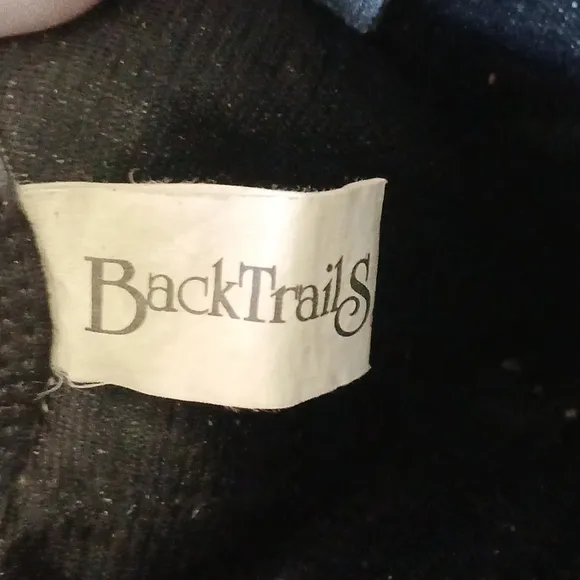 BackTrails Black Leather Cowgirl Boots Western Heeled Harness Boots Size 7 M