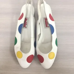 Ballini Vintage Multi-colored Polka Almond Toe sling backs