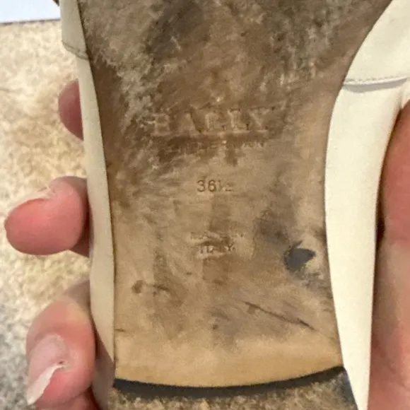 Bally Shoes Janelle Womens Size 36.5 US 6 Slip On Bone Leather Mules W/Box