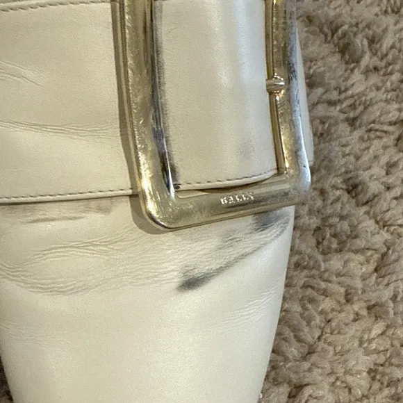 Bally Shoes Janelle Womens Size 36.5 US 6 Slip On Bone Leather Mules W/Box