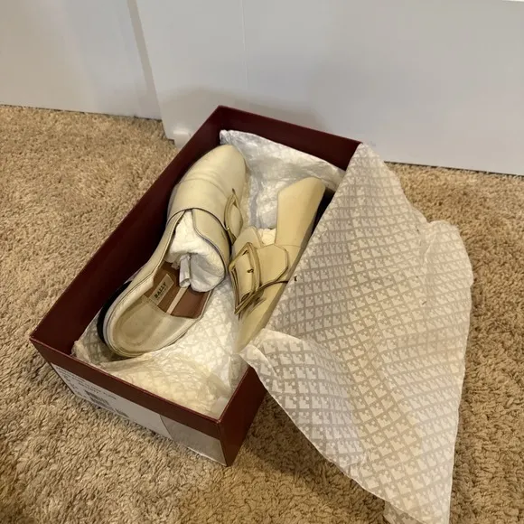 Bally Shoes Janelle Womens Size 36.5 US 6 Slip On Bone Leather Mules W/Box
