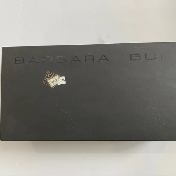 Barbara BUI black and gold patent leather buckle ankle flats