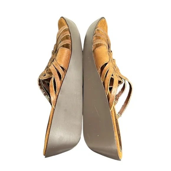 Bare traps |‎ Veravee Leather Wedge Sandals Woven Tan/Brown 6.5M