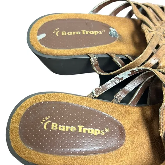Bare traps |‎ Veravee Leather Wedge Sandals Woven Tan/Brown 6.5M