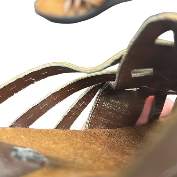 Bare traps |‎ Veravee Leather Wedge Sandals Woven Tan/Brown 6.5M