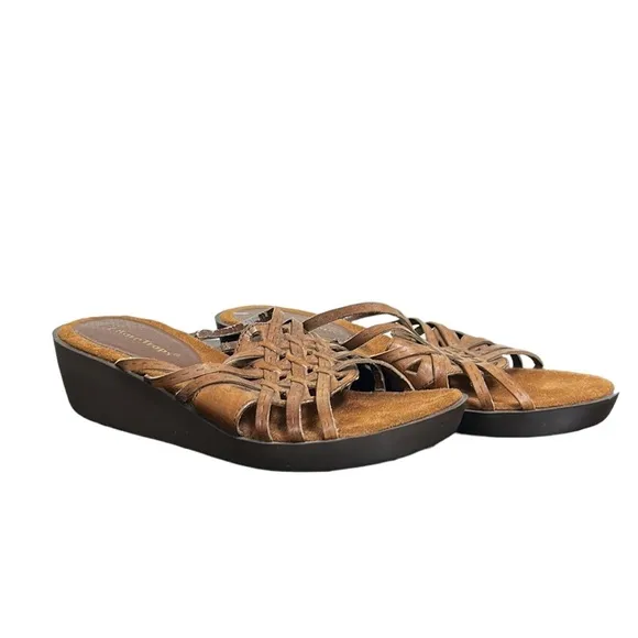 Bare traps |‎ Veravee Leather Wedge Sandals Woven Tan/Brown 6.5M