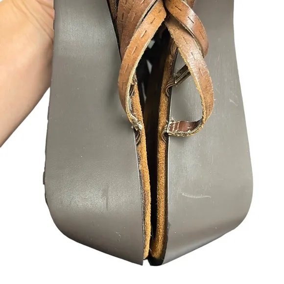 Bare traps |‎ Veravee Leather Wedge Sandals Woven Tan/Brown 6.5M