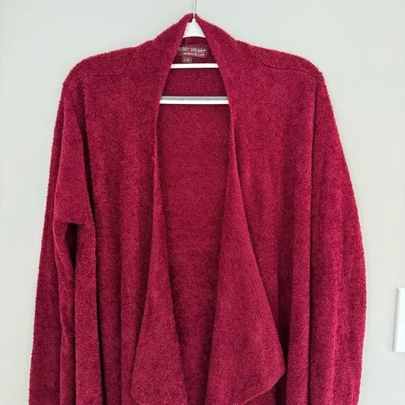 Barefoot Dreams Bamboo Chic Lite Calypso Open Front Cardigan Burgundy L / XL