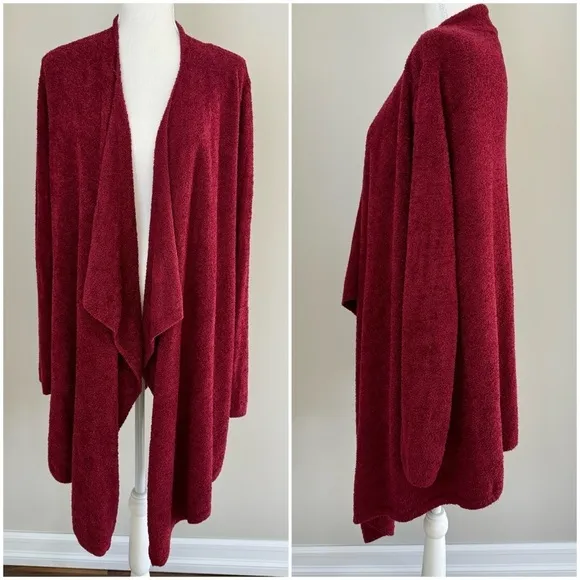 Barefoot Dreams Bamboo Chic Lite Calypso Open Front Cardigan Burgundy L / XL