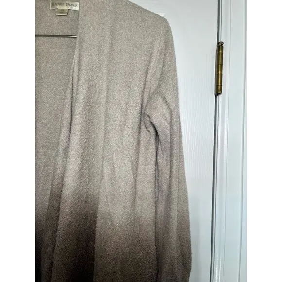 Barefoot Dreams Open Front Cardigan Beige/Brown Ombré Sz S/M, Bamboo CozyCore