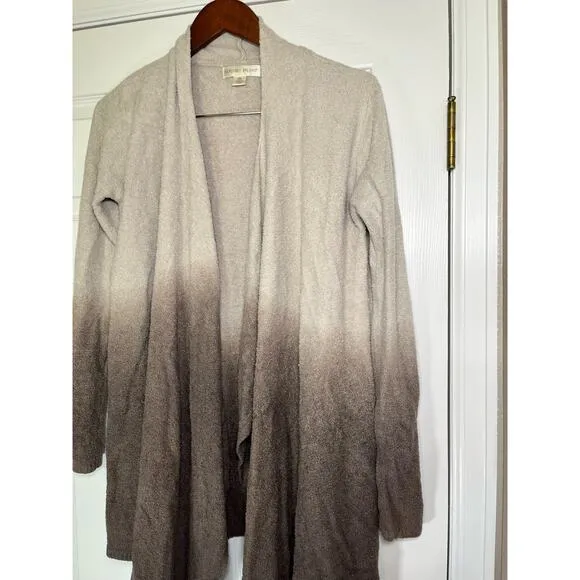 Barefoot Dreams Open Front Cardigan Beige/Brown Ombré Sz S/M, Bamboo CozyCore