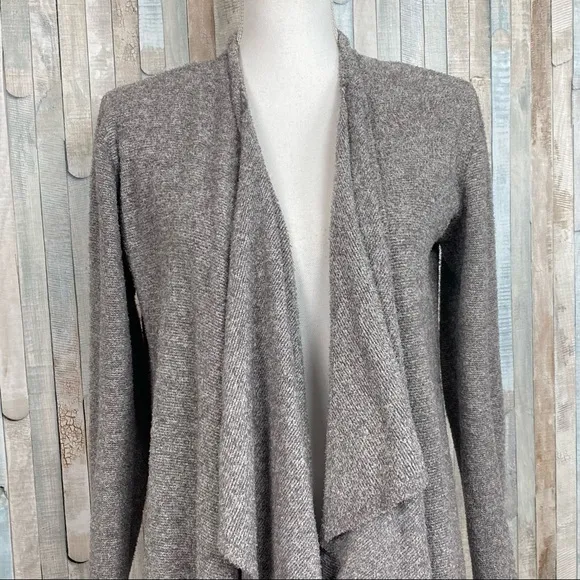Barefoot Dreams S M Gray CozyChic Lite Drape Front Calypso Wrap Cardigan Sweater