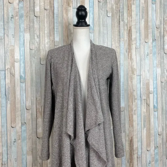 Barefoot Dreams S M Gray CozyChic Lite Drape Front Calypso Wrap Cardigan Sweater