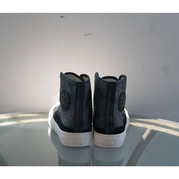 Bata Bullets Men’s Twead High Top Canvas Sneaker Shoes Black Gray Kicks Size 7.5