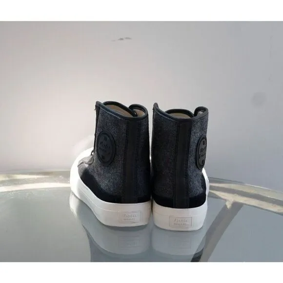 Bata Bullets Men’s Twead High Top Canvas Sneaker Shoes Black Gray Kicks Size 7.5