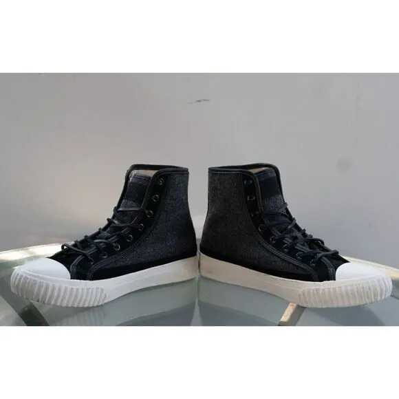 Bata Bullets Men’s Twead High Top Canvas Sneaker Shoes Black Gray Kicks Size 7.5