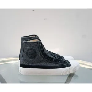 Bata Bullets Men’s Twead High Top Canvas Sneaker Shoes Black Gray Kicks Size 7.5