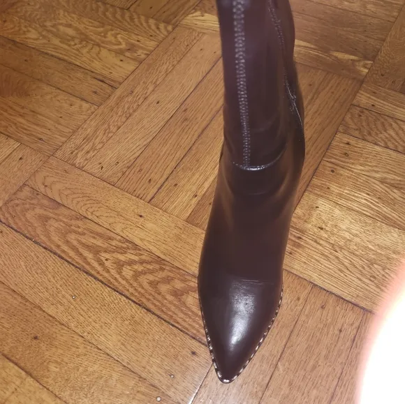 BCBG Generation Black Studded Faux Leather Stiletto Heel Boots