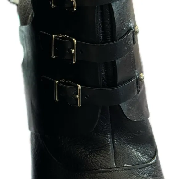 BCBG NIB 10 Women's Black Leather Ankle Boots BG-Welsh