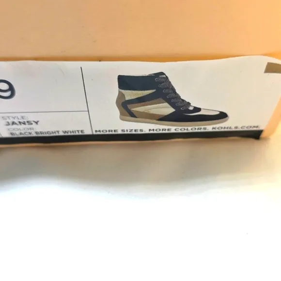 BCBGENERATION JANSY HIGH TOP SNEAKERS ZIP UP BLACK BRIGHT WHITE WOMENS 9 NIB