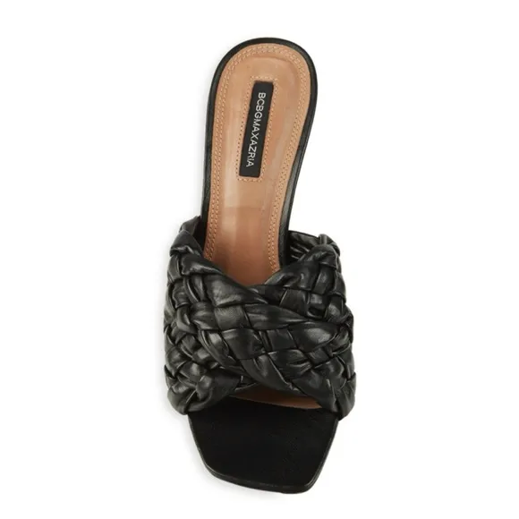 BCBGMAXAZRIA BARBA Black Woven Leather Sandals 8.5