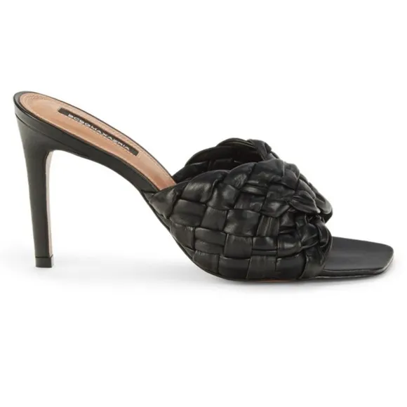 BCBGMAXAZRIA BARBA Black Woven Leather Sandals 8.5