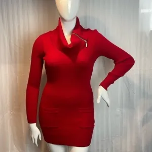 BCX‎ Fitted Red Gorgeous Sweater Dress size Large RefR49