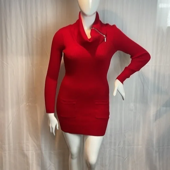 BCX‎ Fitted Red Gorgeous Sweater Dress size Large RefR49