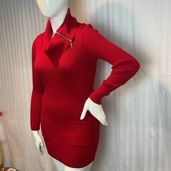 BCX‎ Fitted Red Gorgeous Sweater Dress size Large RefR49
