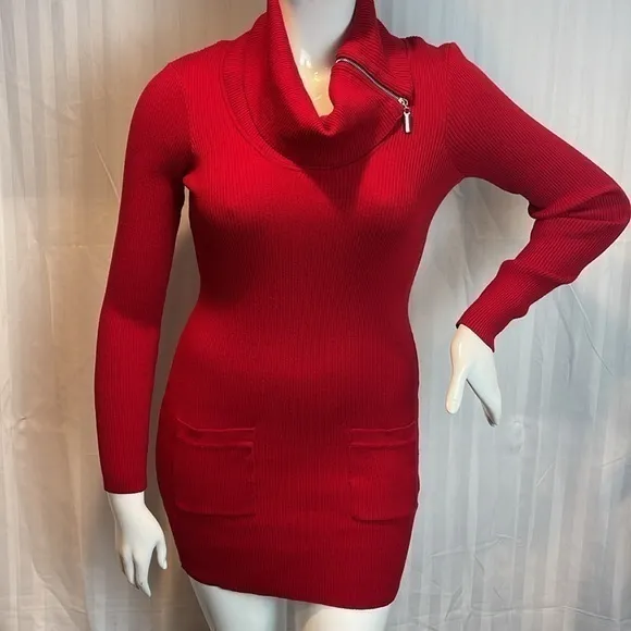 BCX‎ Fitted Red Gorgeous Sweater Dress size Large RefR49