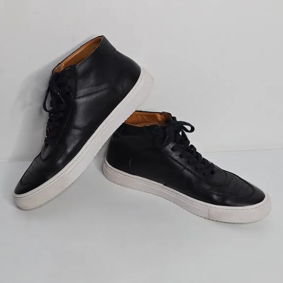 Beckett Simonon Garcia Shoes Men's 10.5 Black Leather High Top Lace Up Sneakers