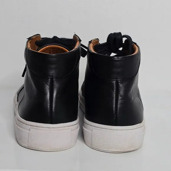 Beckett Simonon Garcia Shoes Men's 10.5 Black Leather High Top Lace Up Sneakers