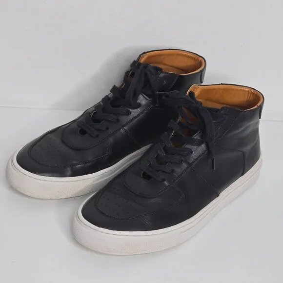 Beckett Simonon Garcia Shoes Men's 10.5 Black Leather High Top Lace Up Sneakers