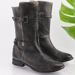 Bed Stu Black Leather Mid-Calf Boots