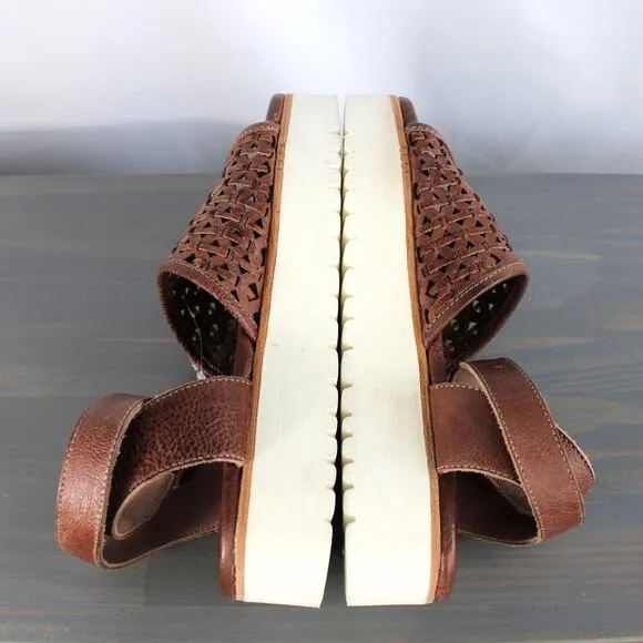 Bed Stu Brisa Platform Sandals Women Size 8 Brown Woven Leather Ankle Strap NEW