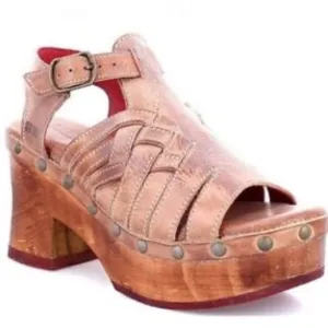 Bed Stu Brown Leather Platform Sandals Size 9