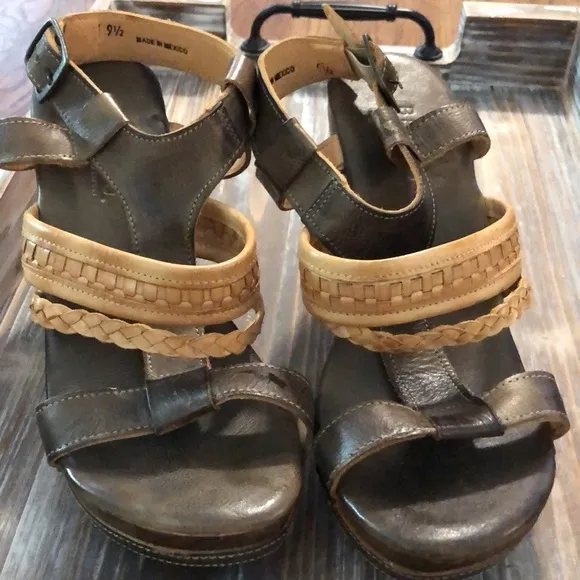 Bed Stu Jaslyn Braided Leather Platform Bohemian Wedge Heel Sandal 9 1/2 EUC