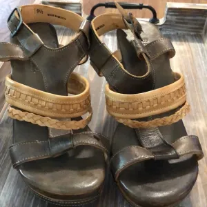 Bed Stu Jaslyn Braided Leather Platform Bohemian Wedge Heel Sandal 9 1/2 EUC