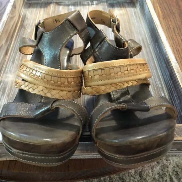 Bed Stu Jaslyn Braided Leather Platform Bohemian Wedge Heel Sandal 9 1/2 EUC