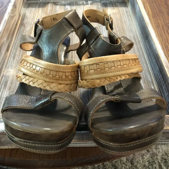 Bed Stu Jaslyn Braided Leather Platform Bohemian Wedge Heel Sandal 9 1/2 EUC