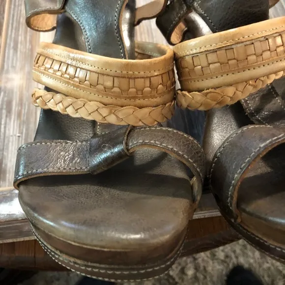 Bed Stu Jaslyn Braided Leather Platform Bohemian Wedge Heel Sandal 9 1/2 EUC