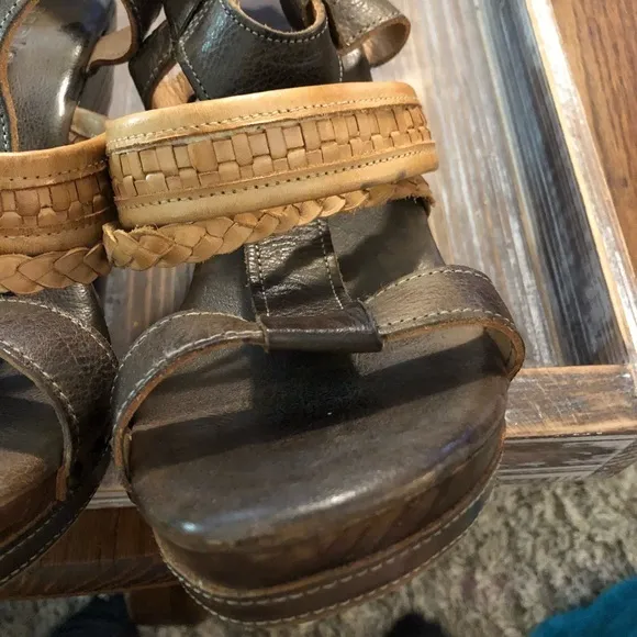 Bed Stu Jaslyn Braided Leather Platform Bohemian Wedge Heel Sandal 9 1/2 EUC